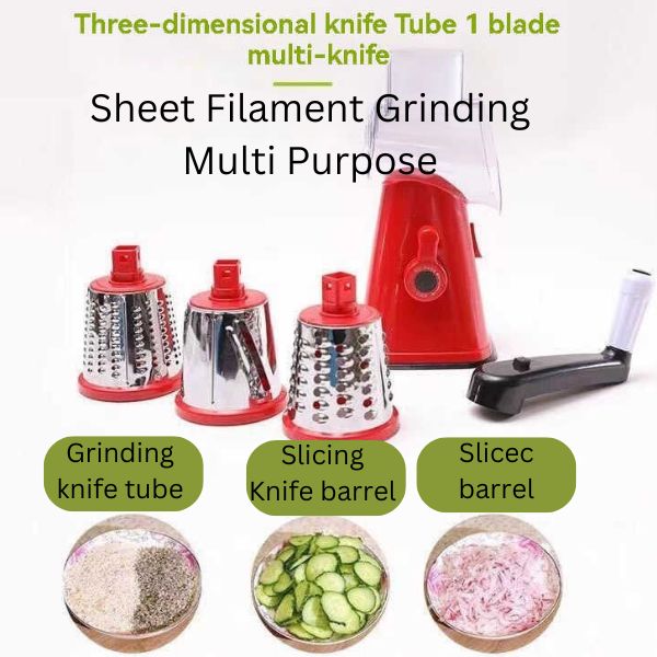 Manual 3 Stainless Steel Round Blade Mandoline Vegetable and Fruit Spiral Slicer